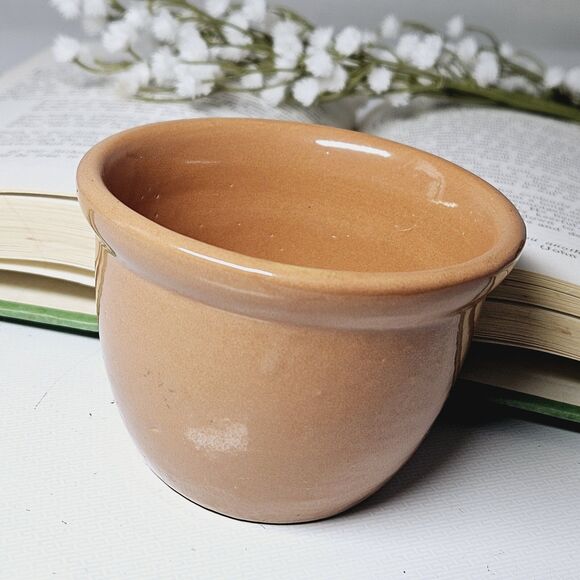 Vtg Weller Custard Cup Ramekin Light Brown Earthenware Retro Cup Small Planter - Picture 4 of 9